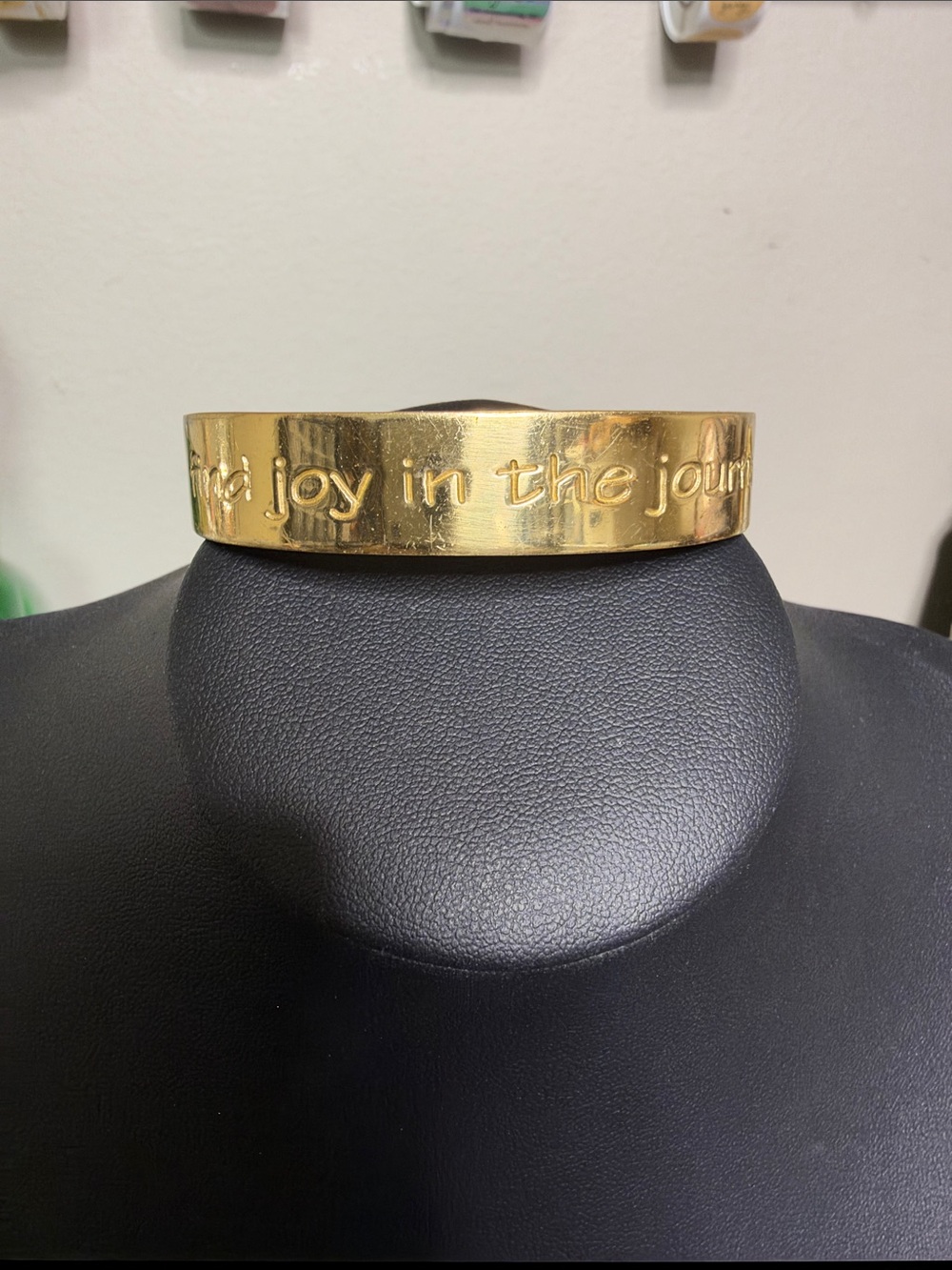 Rustic Cuff Gold Inspirational Engraved Bangle Bracelet Find Joy In The Journey
